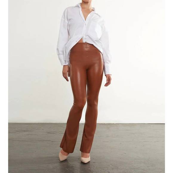 NEW COMMANDO faux leather flared legging in cognac - Picture 1 of 3